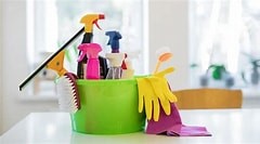 colorful cleaning supplies